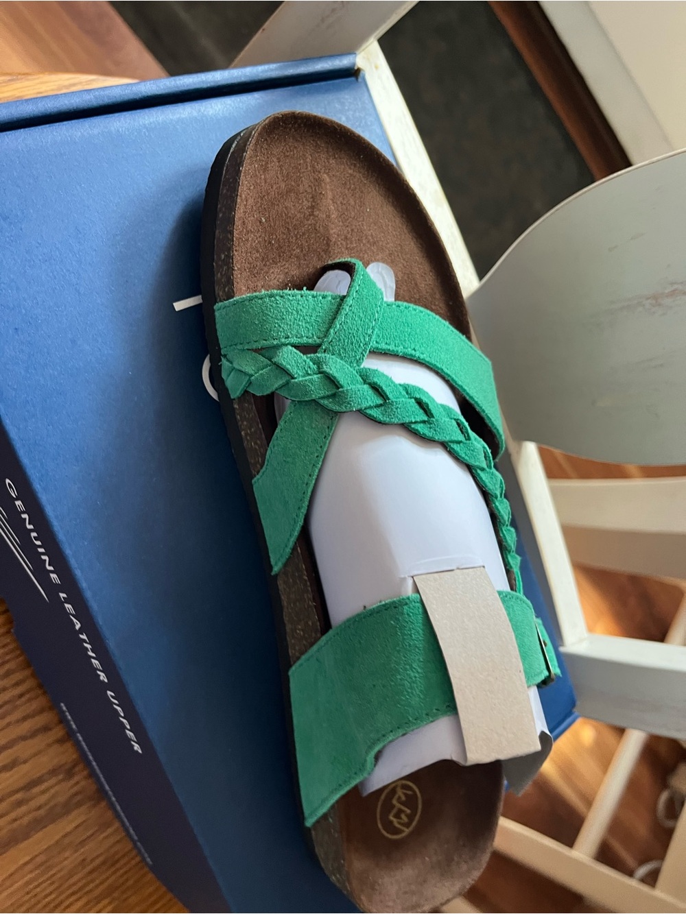 White Mountain Green Braided Slide Sandal